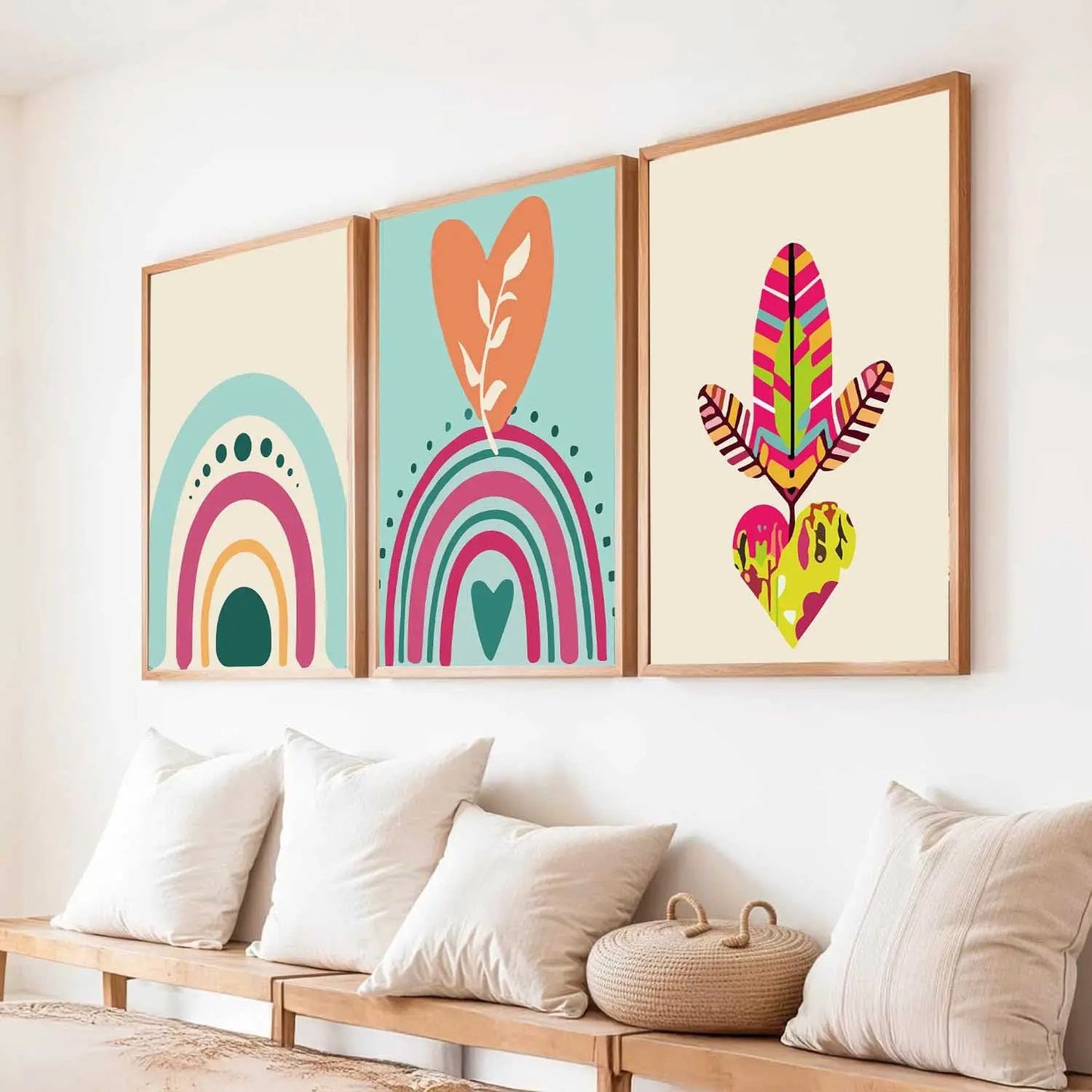 Boho Framed Wall Art Prints | Set of 3 | Home Decor