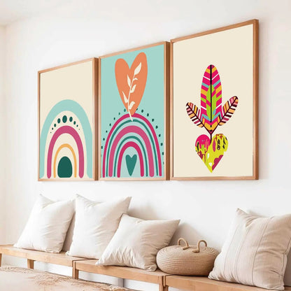 Boho Framed Wall Art Prints | Set of 3 | Home Decor