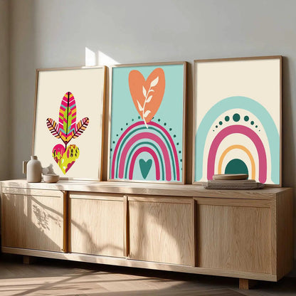 Boho Framed Wall Art Prints | Set of 3 | Home Decor