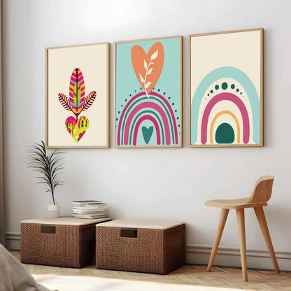 Boho Framed Wall Art Prints | Set of 3 | Home Decor
