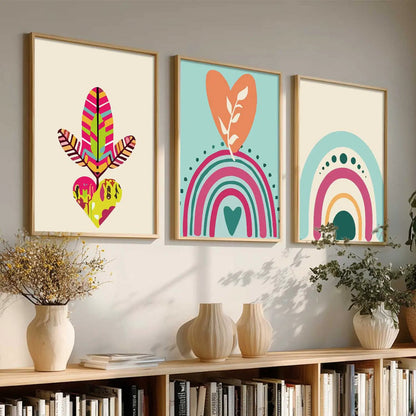 Boho Framed Wall Art Prints | Set of 3 | Home Decor