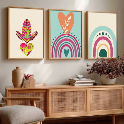 Boho Framed Wall Art Prints | Set of 3 | Home Decor