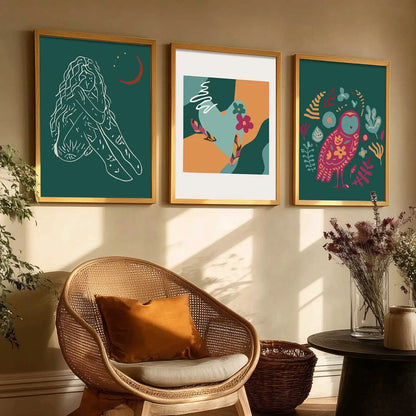 Boho Framed Wall Art Prints | Set of 3 | Home Decor