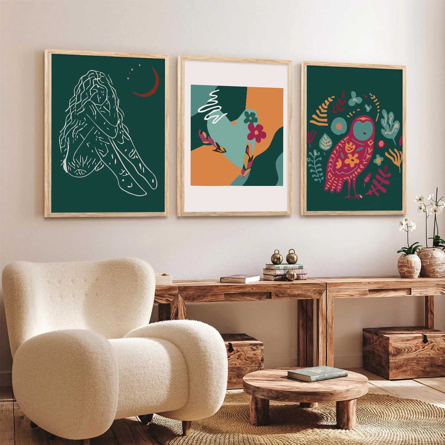 Boho  Wall Art Paintings for Living Room - Wall Poster With frames