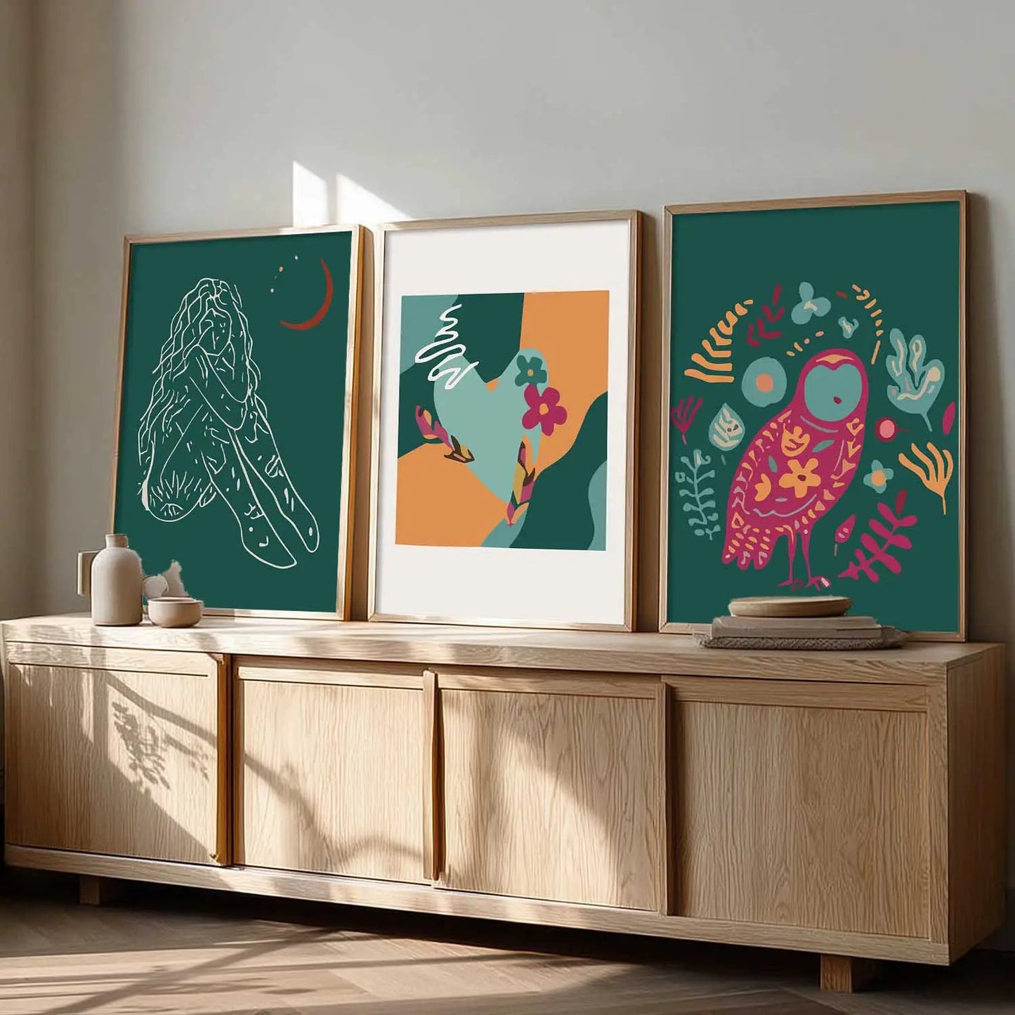 Boho Framed Wall Art Prints | Set of 3 | Home Decor