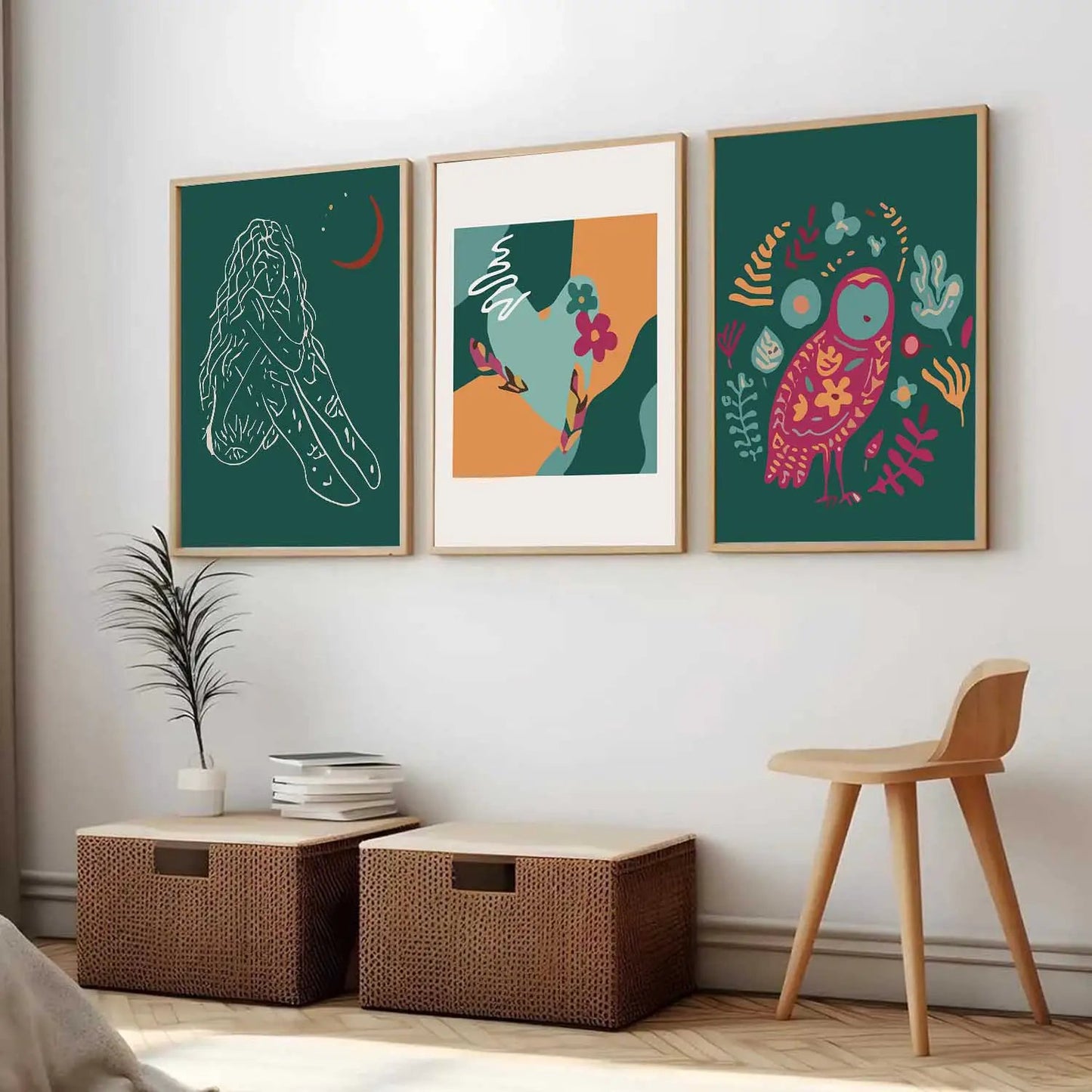 Boho Framed Wall Art Prints | Set of 3 | Home Decor