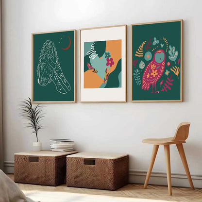 Boho Framed Wall Art Prints | Set of 3 | Home Decor