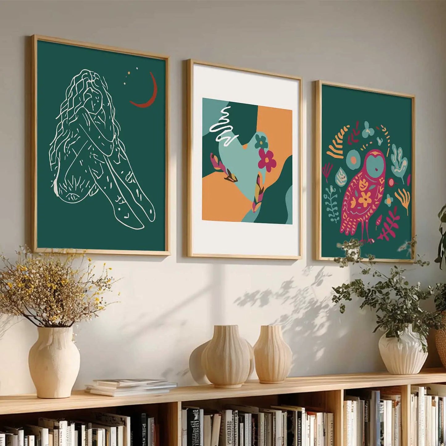 Boho Framed Wall Art Prints | Set of 3 | Home Decor