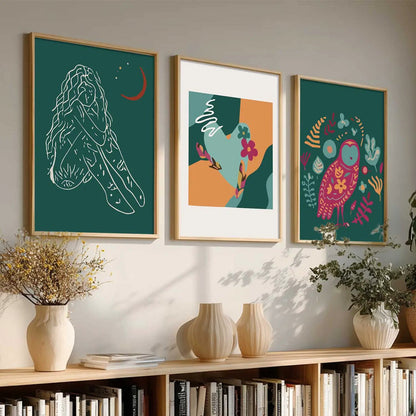 Boho Framed Wall Art Prints | Set of 3 | Home Decor