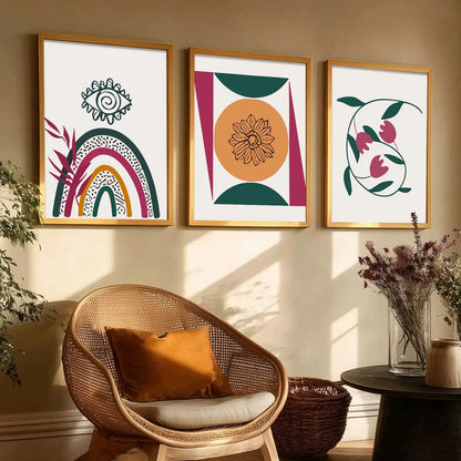 Boho Framed Wall Art Prints | Set of 3 | Home Decor