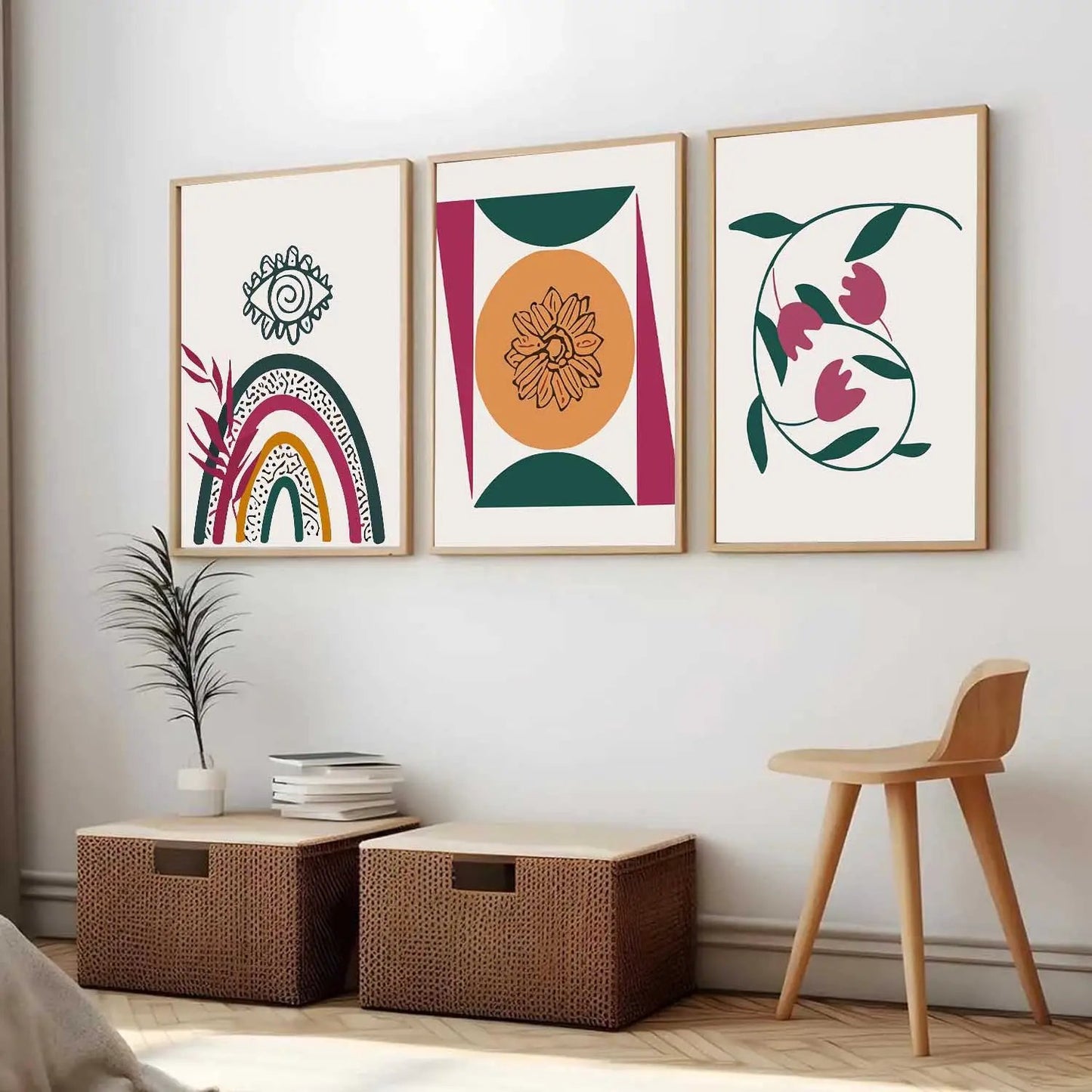 Boho Framed Wall Art Prints | Set of 3 | Home Decor