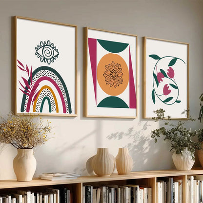 Boho Framed Wall Art Prints | Set of 3 | Home Decor