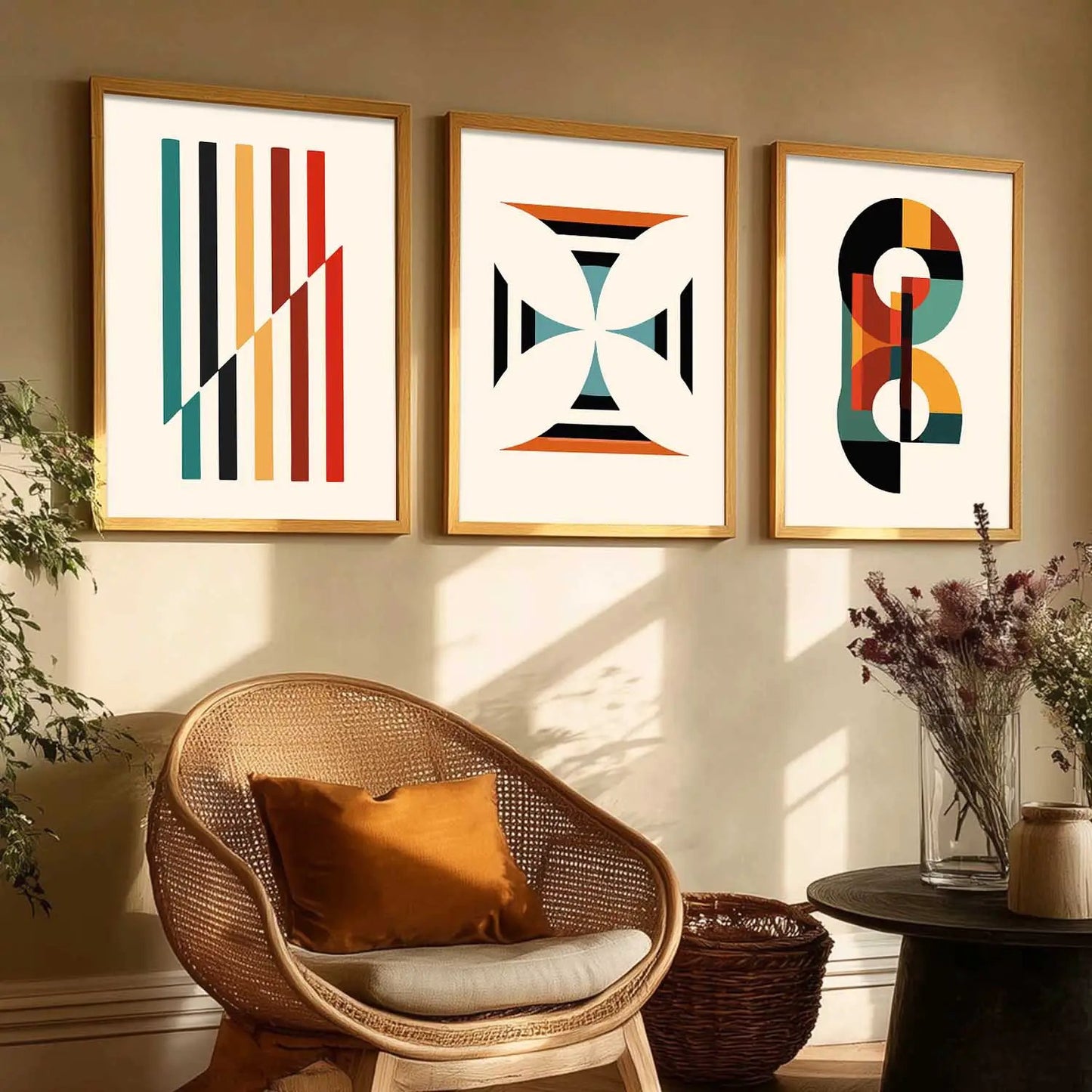 Boho Framed Wall Art Prints | Set of 3 | Home Decor
