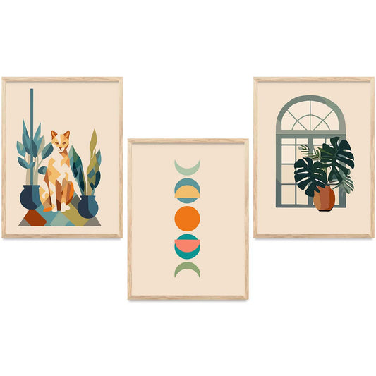 Boho Wall Art Paintings for Living Room - Wall Poster With frames