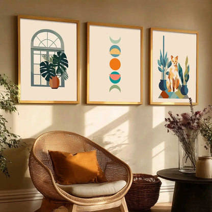 Boho Framed Wall Art Prints | Set of 3 | Home Decor