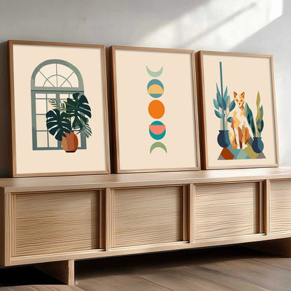 Boho Framed Wall Art Prints | Set of 3 | Home Decor