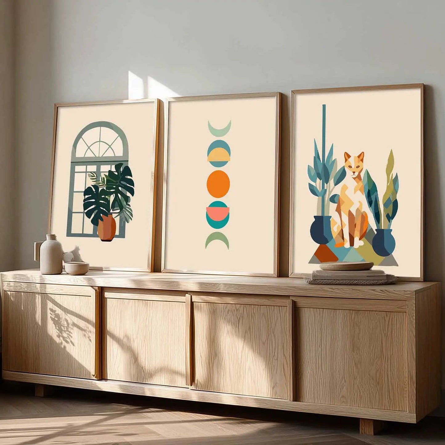 Boho Framed Wall Art Prints | Set of 3 | Home Decor