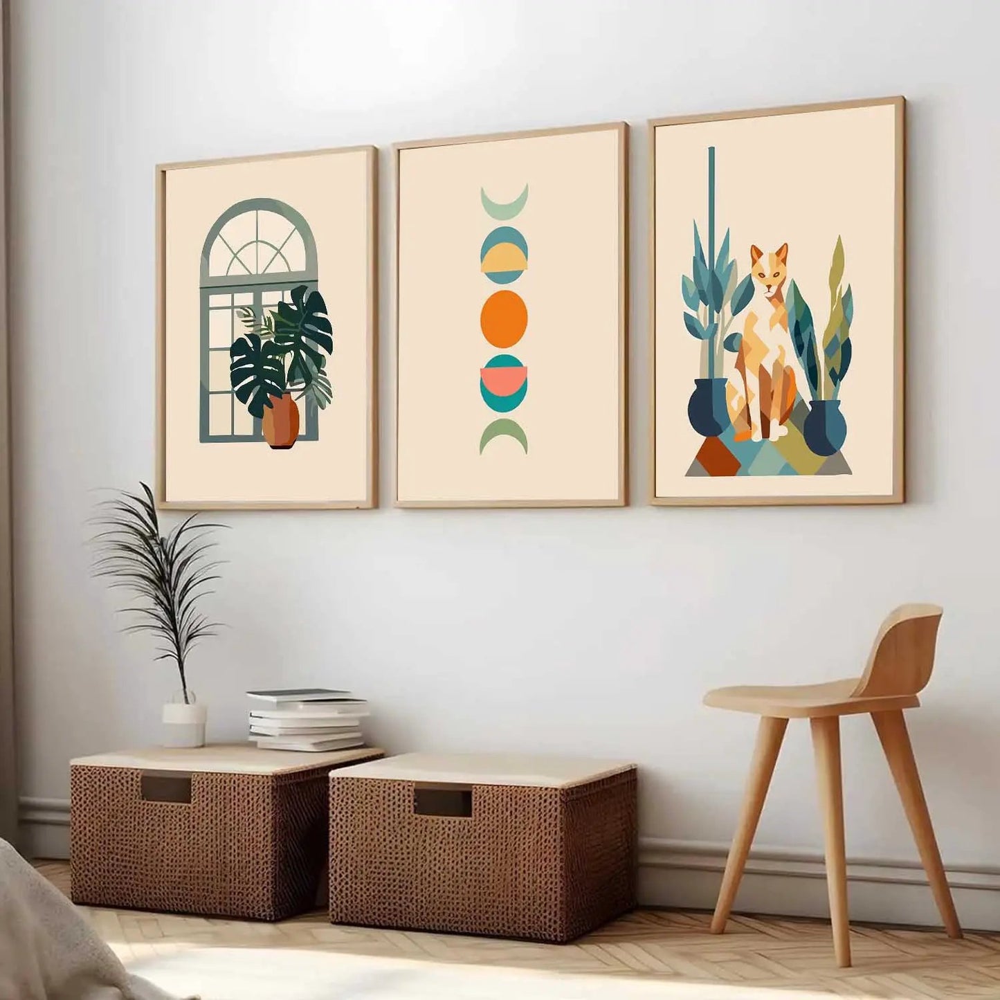 Boho Framed Wall Art Prints | Set of 3 | Home Decor