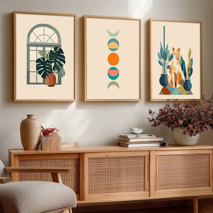 Boho Framed Wall Art Prints | Set of 3 | Home Decor