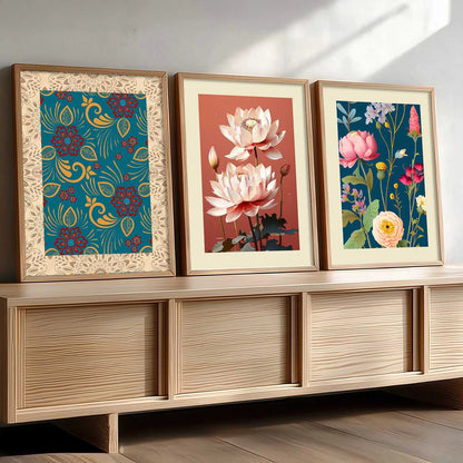 Floral  Wall  Art Paintings for Living Room - Wall Poster With frames