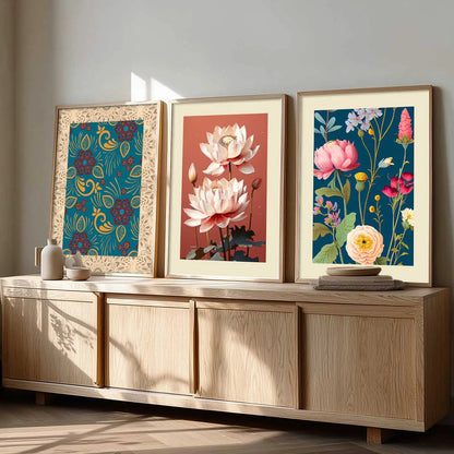 Floral  Wall  Art Paintings for Living Room - Wall Poster With frames