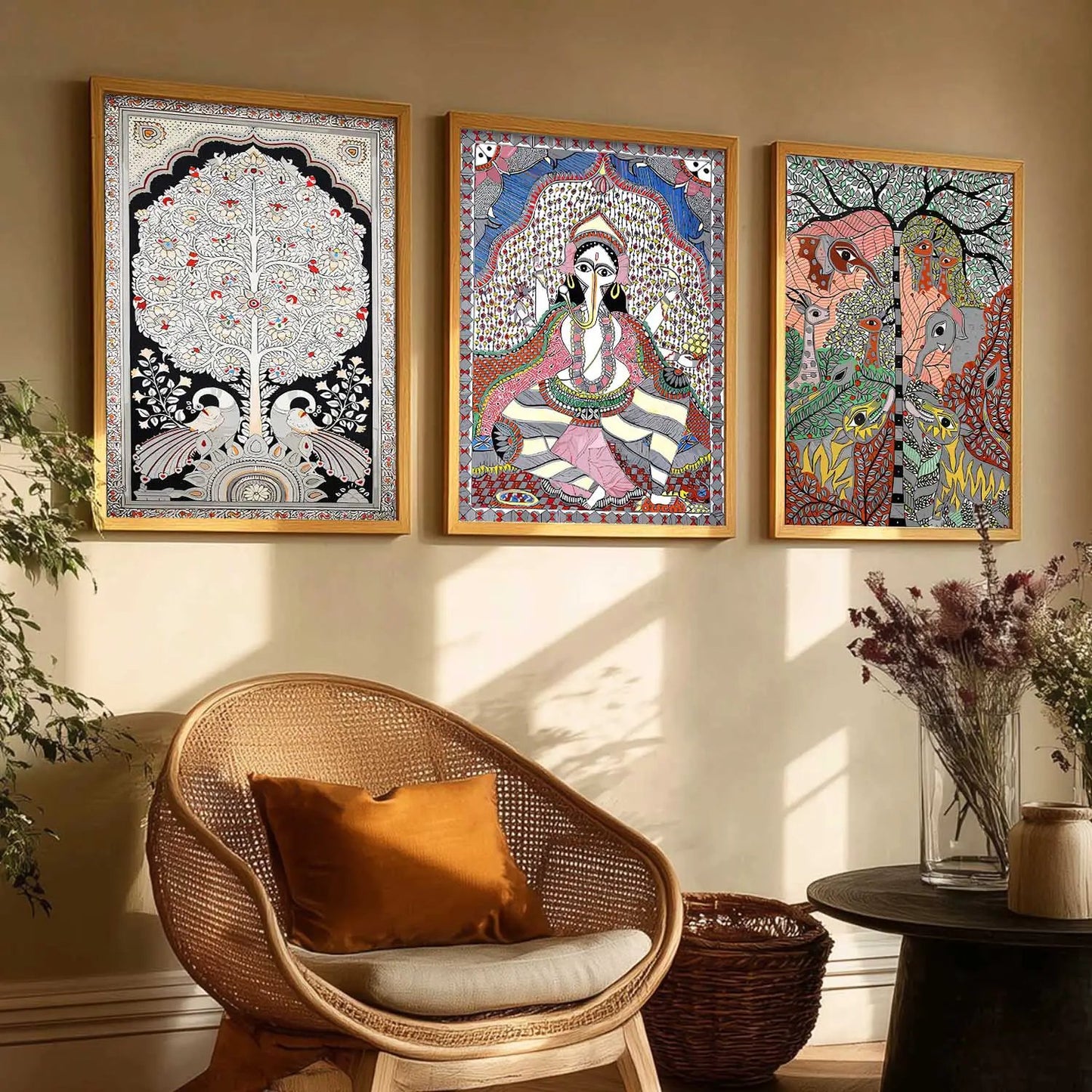 Madhubani   Wall Art Paintings for Living Room - Wall Poster With frames