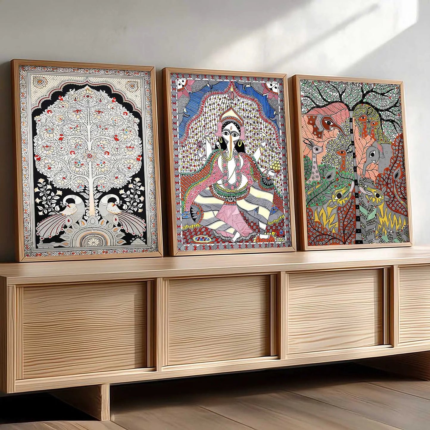 Madhubani   Wall Art Paintings for Living Room - Wall Poster With frames