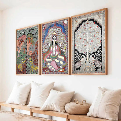 Madhubani   Wall Art Paintings for Living Room - Wall Poster With frames