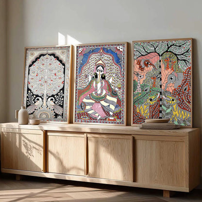 Madhubani   Wall Art Paintings for Living Room - Wall Poster With frames