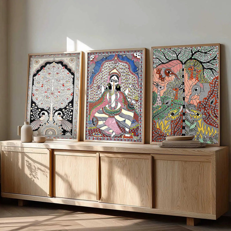Madhubani   Wall Art Paintings for Living Room - Wall Poster With frames