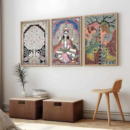 Madhubani   Wall Art Paintings for Living Room - Wall Poster With frames