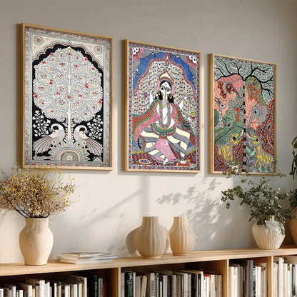 Madhubani   Wall Art Paintings for Living Room - Wall Poster With frames