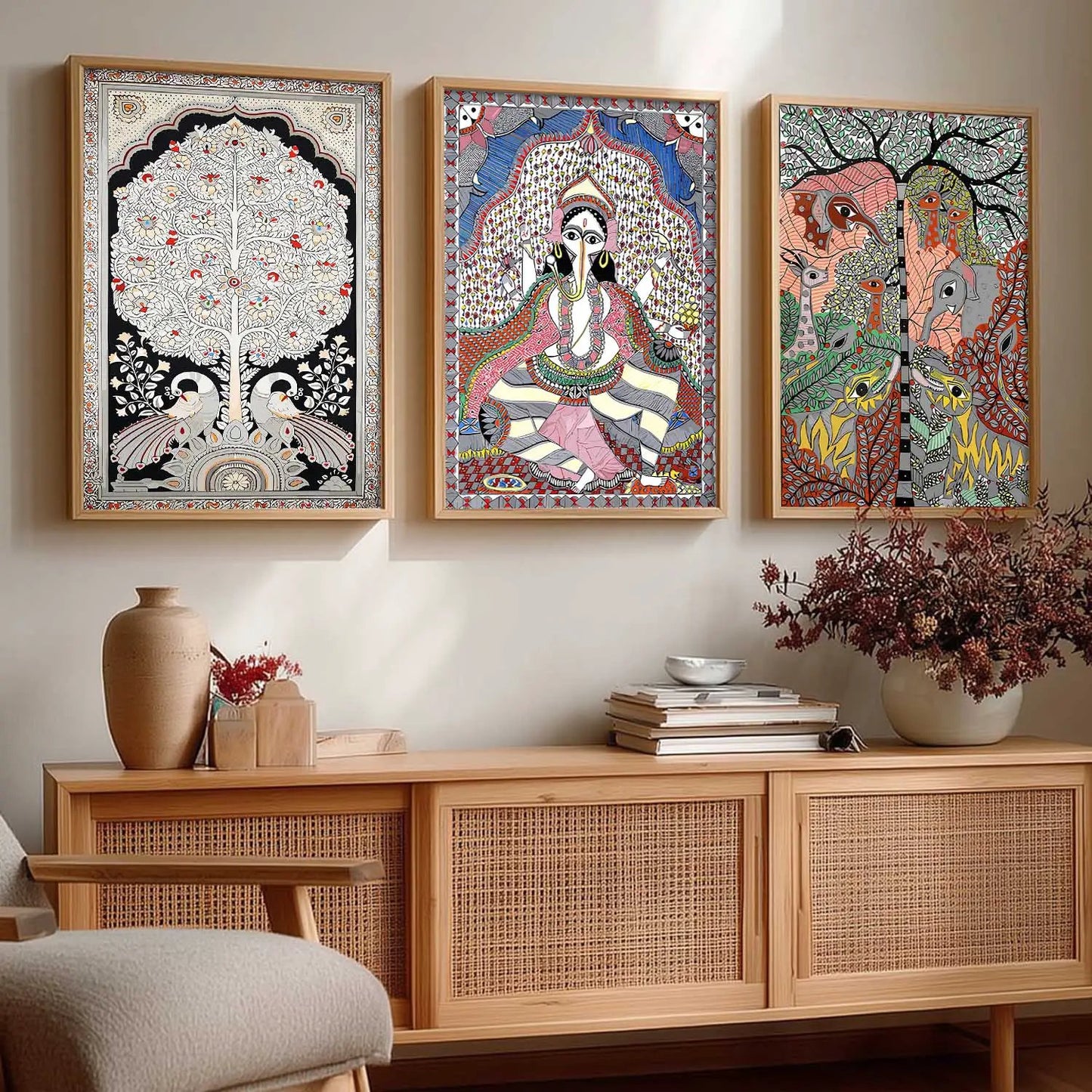 Madhubani   Wall Art Paintings for Living Room - Wall Poster With frames