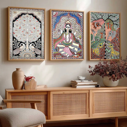 Madhubani   Wall Art Paintings for Living Room - Wall Poster With frames