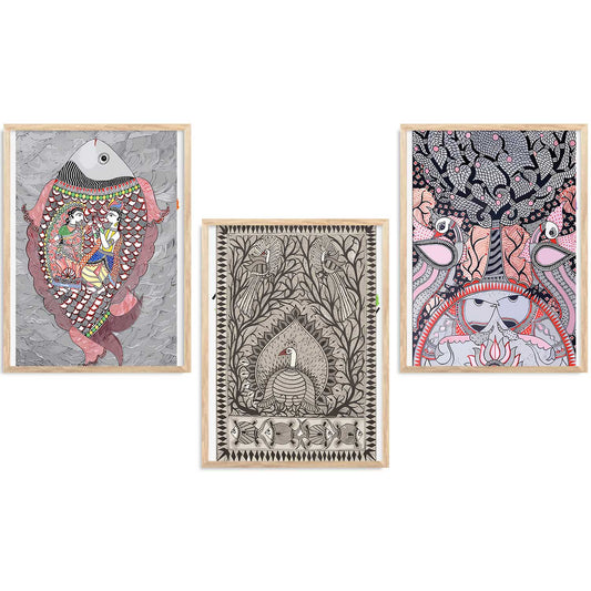 Madhubani   Wall  Art Paintings for Living Room - Wall Poster With frames