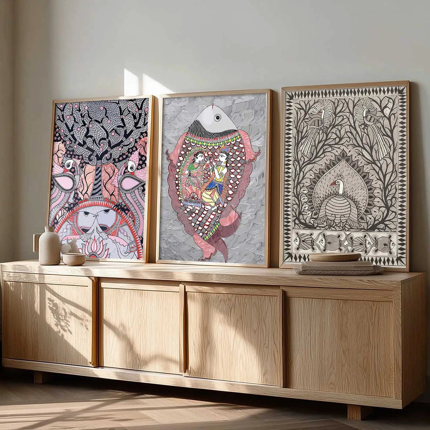Madhubani   Wall  Art Paintings for Living Room - Wall Poster With frames