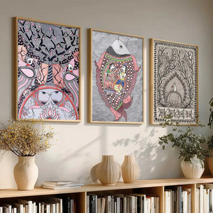 Madhubani   Wall  Art Paintings for Living Room - Wall Poster With frames