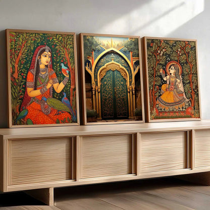 Madhubani  Wall  Art Paintings for Living Room - Wall Poster With frames