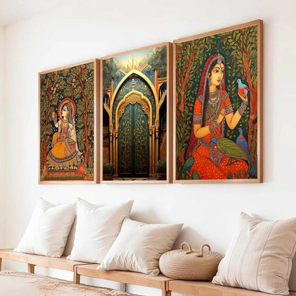 Madhubani  Wall  Art Paintings for Living Room - Wall Poster With frames