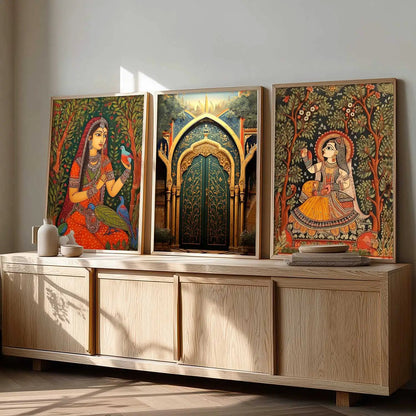 Madhubani  Wall  Art Paintings for Living Room - Wall Poster With frames