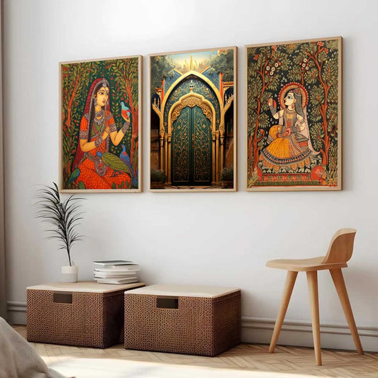 Madhubani  Wall  Art Paintings for Living Room - Wall Poster With frames