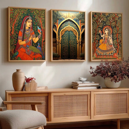 Madhubani  Wall  Art Paintings for Living Room - Wall Poster With frames