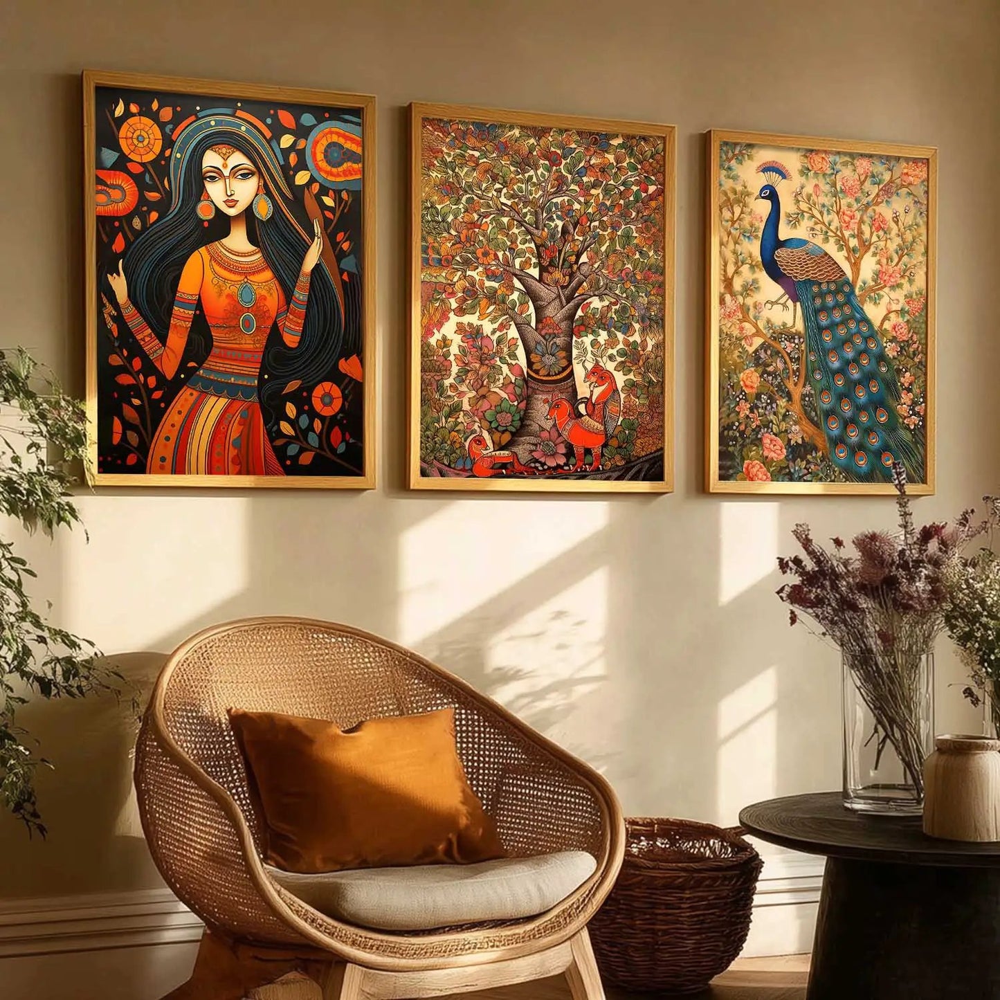 Madhubani   Wall  Art Paintings for Living Room - Wall Poster With frames