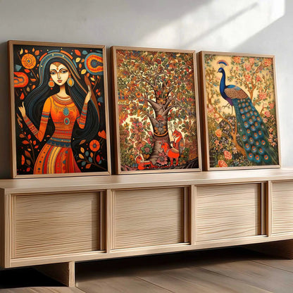 Madhubani   Wall  Art Paintings for Living Room - Wall Poster With frames