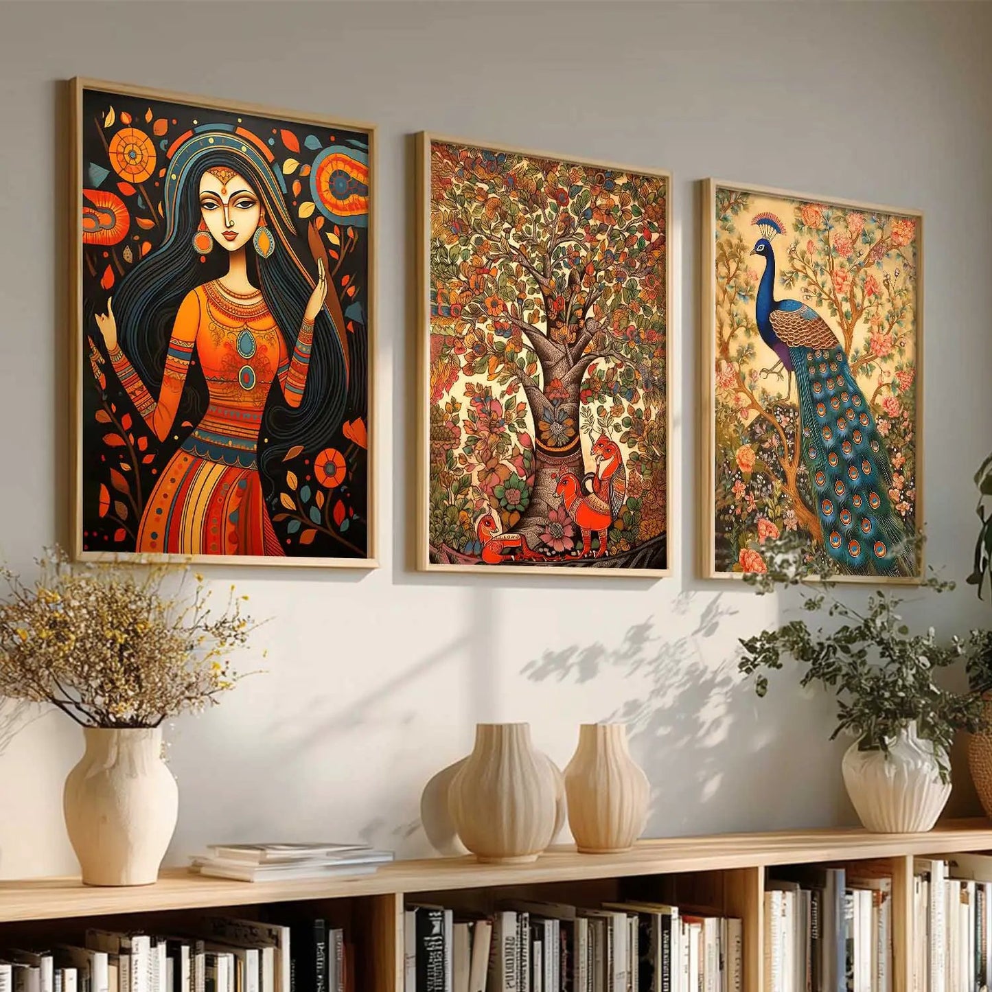 Madhubani   Wall  Art Paintings for Living Room - Wall Poster With frames