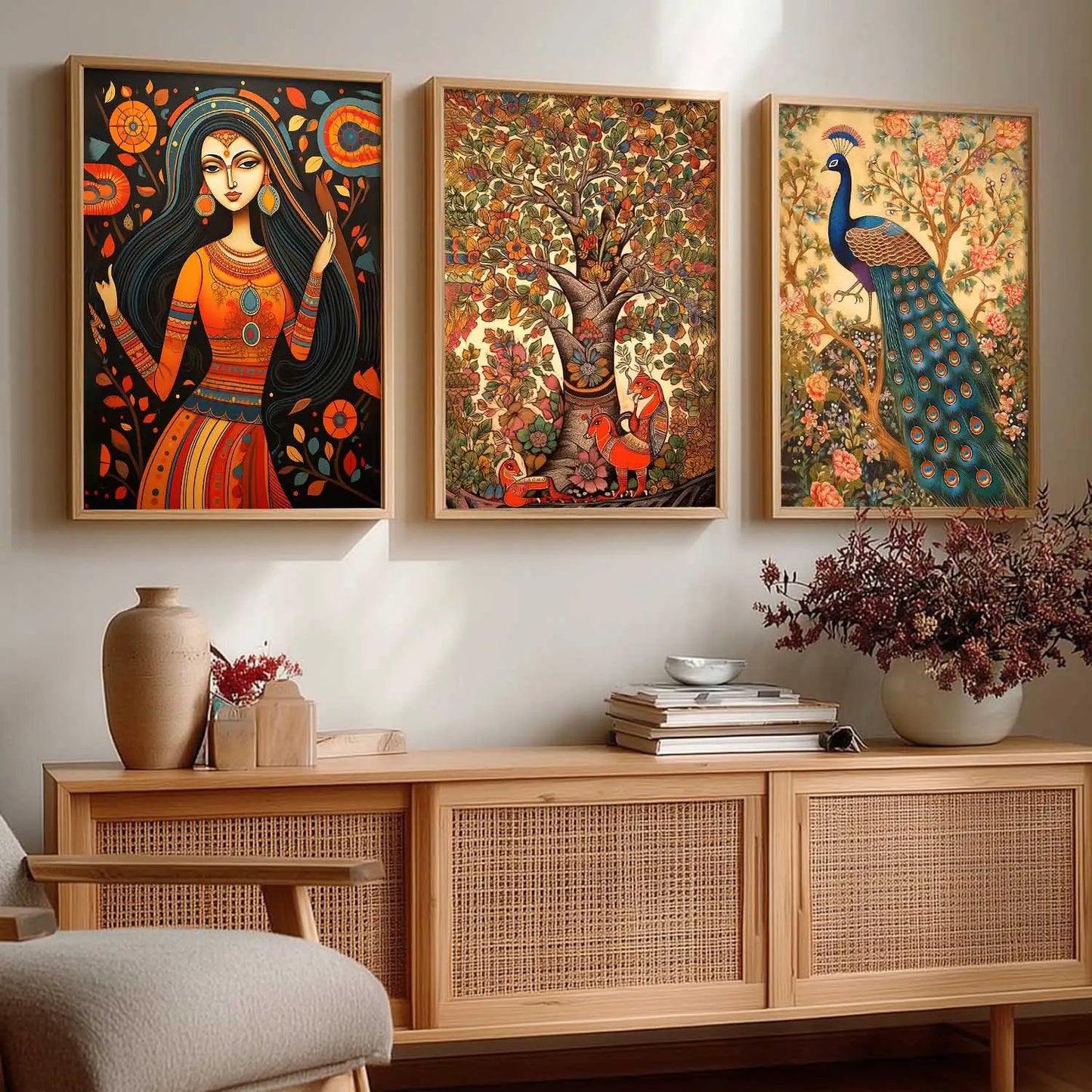 Madhubani   Wall  Art Paintings for Living Room - Wall Poster With frames