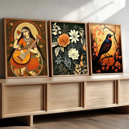 Madhubani  Wall  Art Paintings for Living Room - Wall Poster With frames