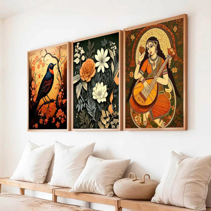 Madhubani  Wall  Art Paintings for Living Room - Wall Poster With frames