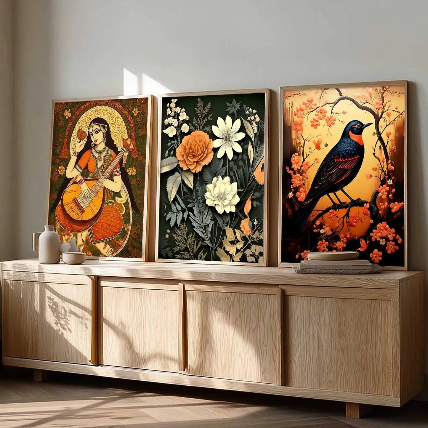 Madhubani  Wall  Art Paintings for Living Room - Wall Poster With frames