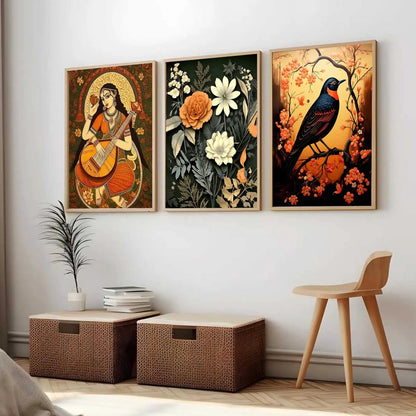 Madhubani  Wall  Art Paintings for Living Room - Wall Poster With frames